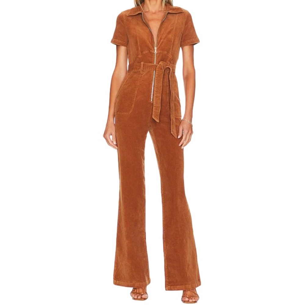 Alice Olivia Gorgeous Jumpsuit Corduroy Belted Flare Wide Leg 70s Flight Suit 28